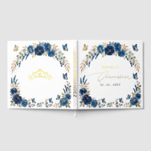 Navy Gold Schmetterlinge Floral Quinceañera