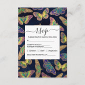 Navy-Gold-Schmetterlinge Glitzer-Aquarellmuster Begleitkarte (Vorderseite)