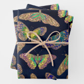 Navy-Gold-Schmetterlinge Glitzer-Aquarellmuster Geschenkpapier Set (Beispiel)