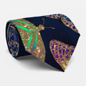 Navy-Gold-Schmetterlinge Glitzer-Aquarellmuster Krawatte (Gerollt)