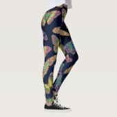 Navy-Gold-Schmetterlinge Glitzer-Aquarellmuster Leggings (Rechts)