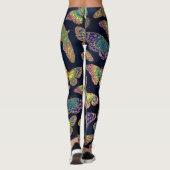 Navy-Gold-Schmetterlinge Glitzer-Aquarellmuster Leggings (Rückseite)