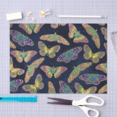 Navy-Gold-Schmetterlinge Glitzer-Aquarellmuster Seidenpapier (Handwerk)