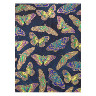 Navy-Gold-Schmetterlinge Glitzer-Aquarellmuster Tischdecke