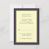 Navy Gold Seepferd Nautical Wedding Response Card RSVP Karte (Rückseite)