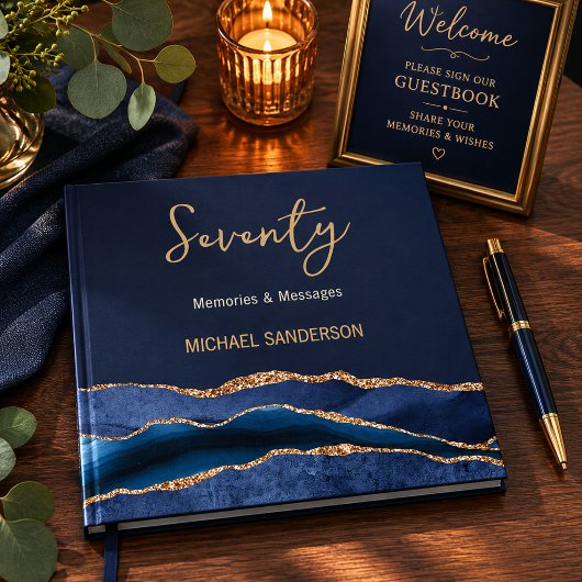Navy Gold Seventy Erinnerungen Gästebuch