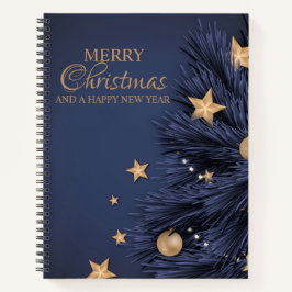 Navy Gold Simple Christmas Day 8.5" x 11" Spiral Notizblock