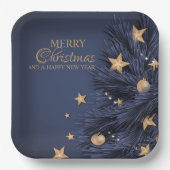 Navy Gold Simple Christmas Day 9" Square Pappteller (Vorderseite)