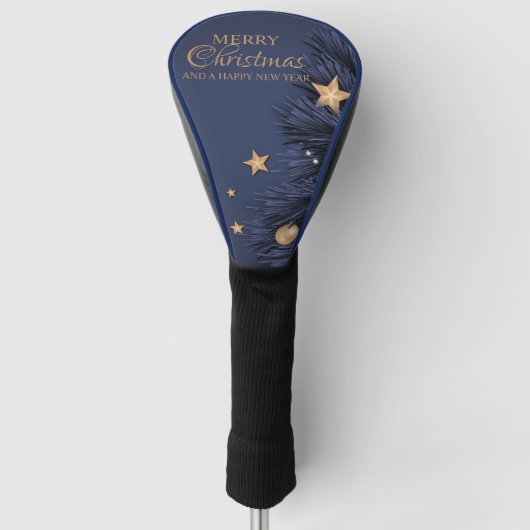 Navy Gold Simple Christmas Day Driver Best Golf Headcover (Vorderseite)
