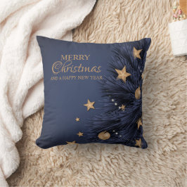 Navy Gold Simple Christmas Day Throw Kissen 16"