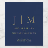 Navy Gold Simple Minimalistic Suite Wedding Weinetikett (Einzelnes Label)