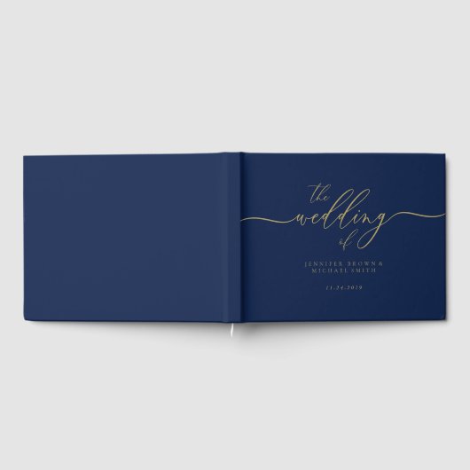 Navy Gold Simple Wedding Gästebuch (Voll)
