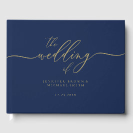 Navy Gold Simple Wedding Gästebuch
