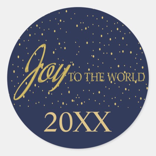 Navy & Gold Snow Joy to the World Sticker (Vorderseite)