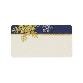 Navy Gold Snowflake Hochzeitsplatten Adressaufkleber