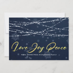 NAVY GOLD SNOWFLAKE LIGHT STRINGS LIEBE JOACE FEIERTAGSKARTE