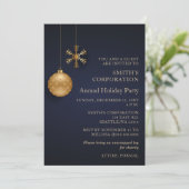 Navy Gold Snowflakes Corporate Holiday Party Einladung (Stehend Vorderseite)