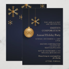 Navy Gold Snowflakes Corporate Holiday Party Einladung