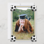 Navy & Gold Soccer Graduation Party Einladung (Rückseite)