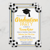 Navy & Gold Soccer Graduation Party Einladung (Vorne/Hinten)