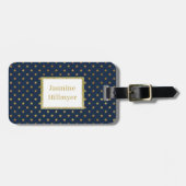 Navy Gold Star GLITZER CUSTOM LUGGAGE TAG Gepäckanhänger (Vorderseite horizontal)