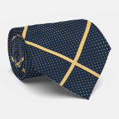 NAVY GOLD STAR GRID MENS KRAWATTE (Gerollt)