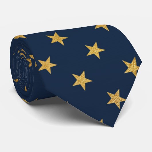 NAVY GOLD STAR MENS KRAWATTE (Gerollt)