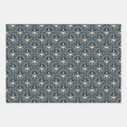 Navy & Gold Star von Wonder Mandala Art Deco Fans Geschenkpapier Set (Vorderseite)