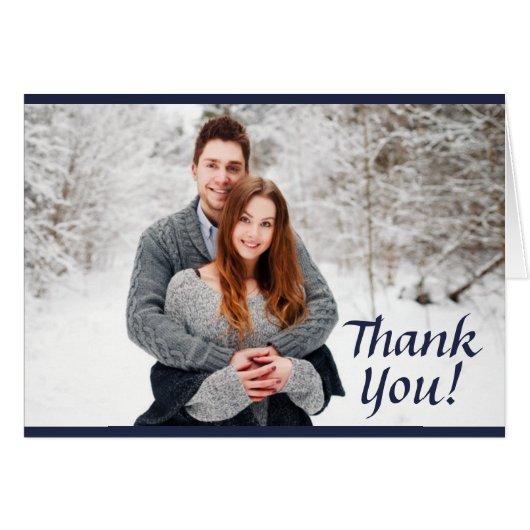 Navy & Gold Stardust, Foto Hochzeit Dankeschön Kar (Vorderseite (Horizontal))