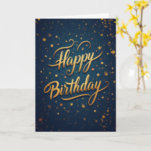 Navy Gold Stars Alles Gute zum Geburtstag Karte