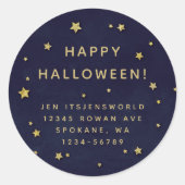 Navy + Gold Stars Benutzerdefinierter Text/Adresse Runder Aufkleber (Vorderseite)