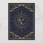 Navy Gold Sun and Moon Tarot Wedding Details Begleitkarte (Rückseite)