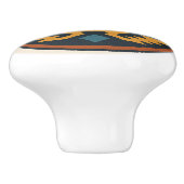 Navy Gold Terracotta Diamond Zapotec Keramik Knob Keramikknauf (Seitenansicht)