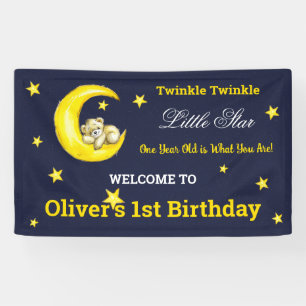 Navy Gold Twinkle Little Star 1. Geburtstag Banner