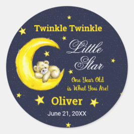 Navy Gold Twinkle Little Star 1. Geburtstag Runder Aufkleber