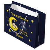 Navy Gold Twinkle Little Star Große Geschenktüte (Vorderseite Schrägansicht)