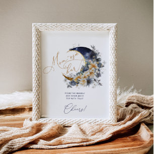 Navy Gold über dem Mond Babydusche Mama-osa Bar Poster