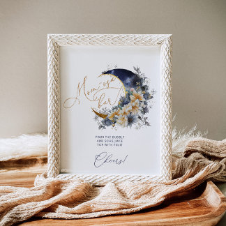 Navy Gold über dem Mond Babydusche Mama-osa Bar Poster