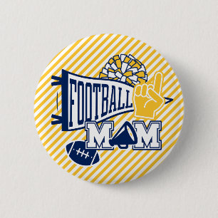 Navy & Gold und White Football-Mutter Button