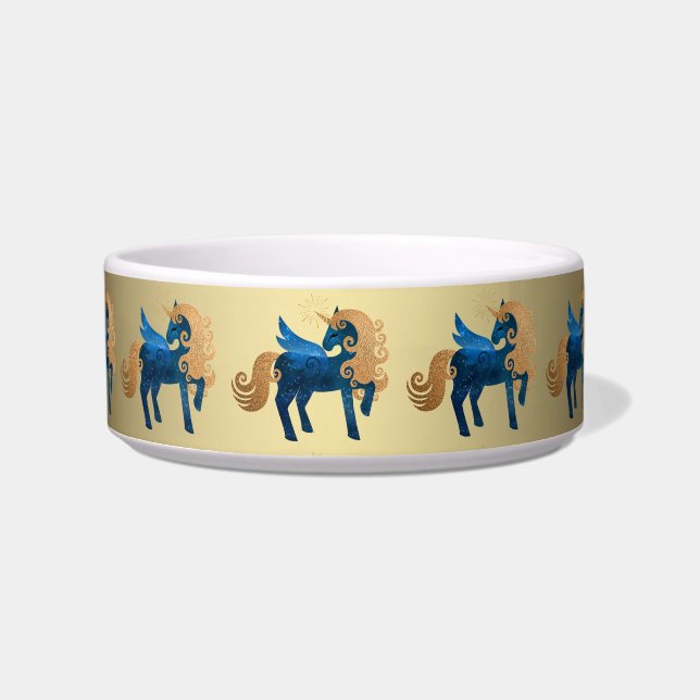 Navy Gold Unicorn Pet Fütternd Bowl Napf (Vorderseite)