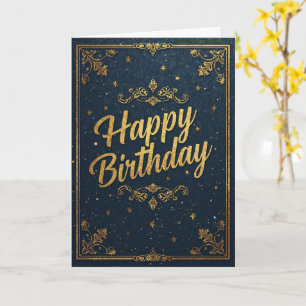 Navy Gold Vintage Alles Gute zum Geburtstag Karte
