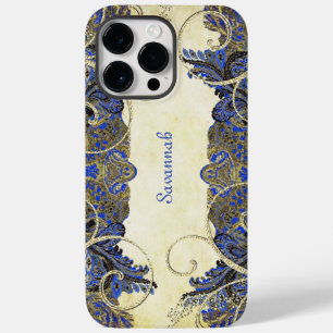 Navy Gold Vintage Pfau Paisley iPhone 4 Hülle