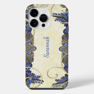 Navy Gold Vintage Pfau Paisley iPhone 4 Hülle