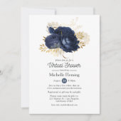 Navy & Gold Vintage Virtuelle Babyparty oder Braut Einladung (Vorderseite)