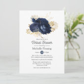 Navy & Gold Vintage Virtuelle Babyparty oder Braut Einladung (Stehend Vorderseite)