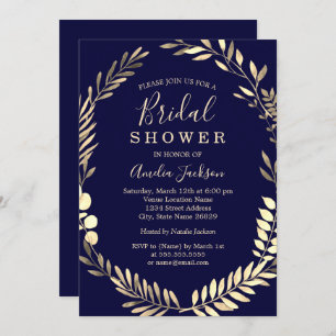 Navy Gold Watercolor-Brautparty Einladung