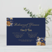 Navy Gold Watercolor Peak Probe Dinner Einladung (Stehend Vorderseite)