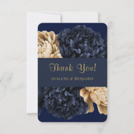 Navy Gold Watercolor Peony Wedding Dankeschön Kart Dankeskarte