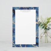 Navy Gold Waves Coastal Luxurious Stationery Briefpapier (Stehend Vorderseite)