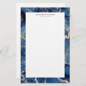 Navy Gold Waves Coastal Luxurious Stationery Briefpapier (Vorne/Hinten)